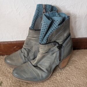 Mjus Blue Green 3" Heeled Booties Size 37/ 6.5